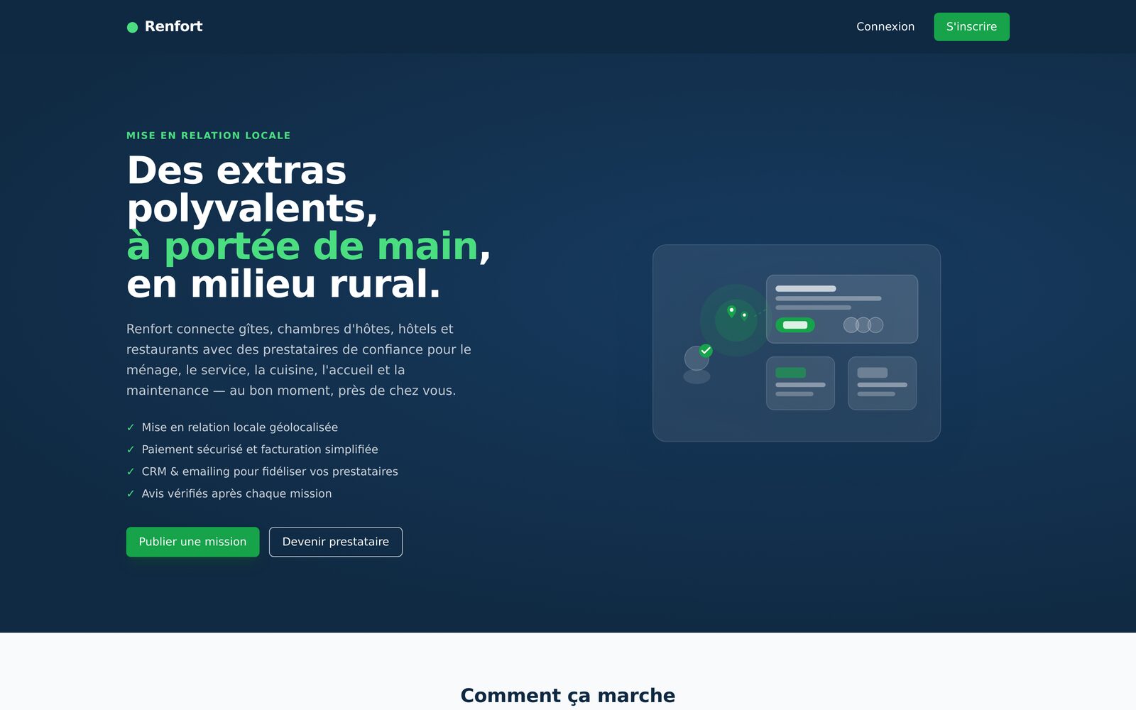 Plateforme Renfort de mise en relation d'extras en milieu rural